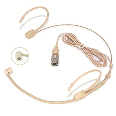 Imagem de XGWTH Microfone de fone de ouvido duplo sobre a orelha, microfone condensador cardioide compatível com sistema sem fio Audio-Technica Bodypack Transmissor Hirose Plugue de 4 pinos