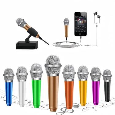 Imagem de Microfone pequeno microfone para telefone, microfone omnidirecional para gravação de voz, conversar e cantar no iPhone, Android, PC (ouro rosa)