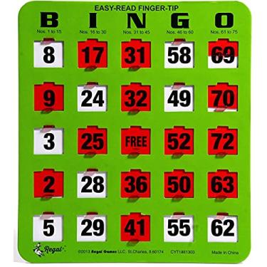 Imagem de Regal Bingo Bulk Bingo Cartões de Bingo com Janelas Deslizantes - Cartões de Jogo de Bingo Reutilizáveis de Impressão Grande para Adultos Grupo Grande - Pacote com 50, Verde