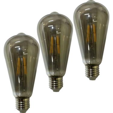 Imagem de Lampada Led 30w Fume Multi Filamento Kit 3 Uni Decoraçao Casa Sala Quarto Iluminaçao Branco Quente