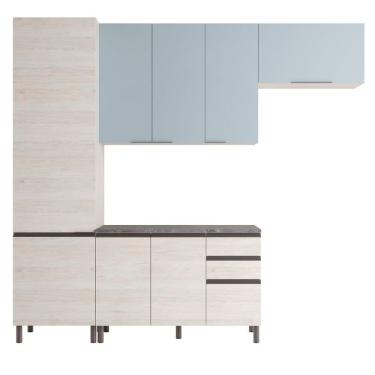 Imagem de Cozinha Cristal 8 Portas 3 Gavetas 9 Prateleiras Bartira Freixo-azul