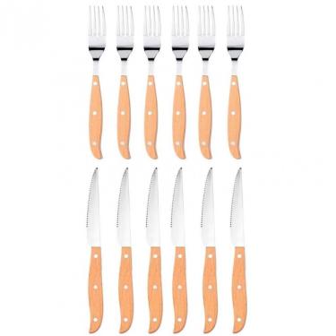 Imagem de Faqueiro 12 Peças Fracalanza Outlander Em Aço Inox Inox-madeira