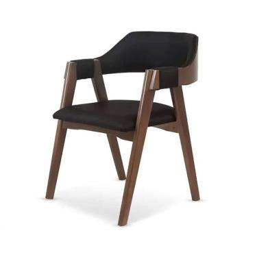 Imagem de Cadeira Dalia De Madeira Maciça Encosto Anatômico Com Apoio No Braço Preto