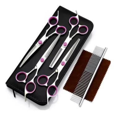 Imagem de Kit 4 Tesouras Pet Inox Profissional Lorben