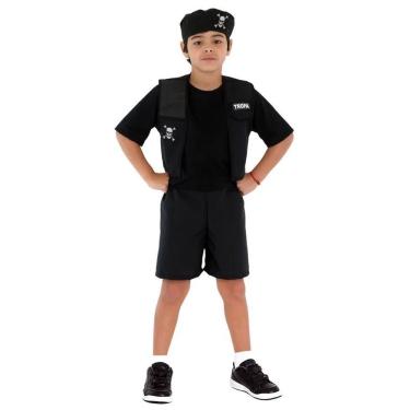 Imagem de Fantasia Policial Infantil Pop Tropa Com Colete E Boina Tamanho G