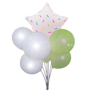 Imagem de Kit Buquê Balões Neon Verde E Branco Com Led - 10 Itens