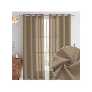 Imagem de Cortina Rústica Decorativa Janela Tecido Linho 3,0X2,3 Avelã - Armazém