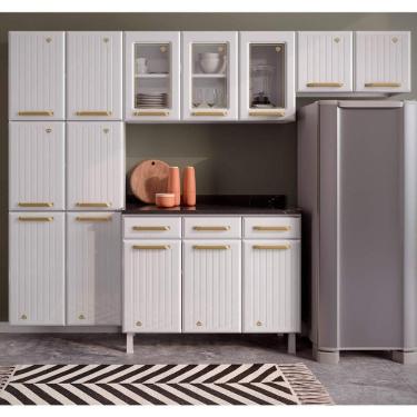 Imagem de Cozinha Completa Modulada Aço 4 Peças Com Balcão Com Tampo Multimóveis Cr20370 Branco