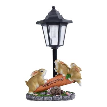 Imagem de Baoblaze Estátua de jardim ao ar livre, escultura de resina com luz solar externa, presentes de inauguração de casa, lâmpada de paisagem para quintal, jardim e