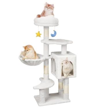 Imagem de Meecal Árvore de gato de 109 cm, linda árvore de gato nuvem para gatinhos e gatos pequenos com menos de 6 meses, 4 kg, torre para gatos com poste para arranhar, condomínios duplos, rede de pelúcia e