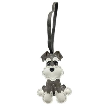 Imagem de NewLuyer Mini bolsa de cachorrinho pingente Schnauzer chaveiro feito à mão moda Lerther chaveiro acessório para bolsas bolsa bolsa de ombro transversal para mulheres presentes, Marrom, tamanho �nico