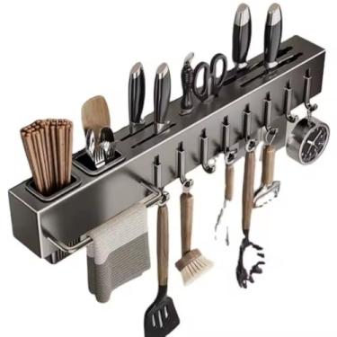Imagem de Rack Suspenso de Parede Cozinha Porta Facas Utensílios 59,5 cm