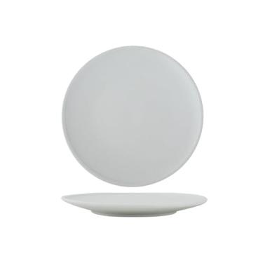 Imagem de Conjunto de mesa criativo de cerâmica minimalista nórdico redondo minimalista - prato raso de borda plana branco de 21 cm