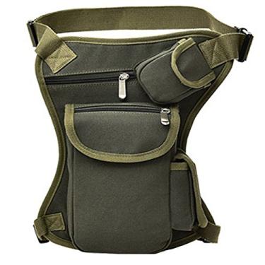 Imagem de FiveloveTwo Bolsa de perna pequena multiuso de lona utilitária para quadril, mochila esportiva, acampamento, caminhada, motocicleta, corrida, coxa, verde exército