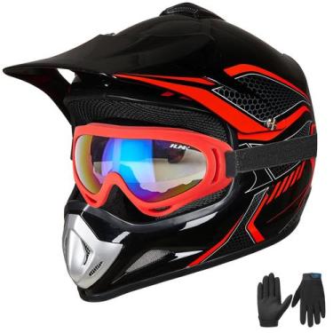 Imagem de Capacete Dirt Bike ILM BLD-818 para jovens e crianças vermelho (juveni