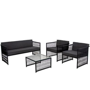 Imagem de 2 Poltronas 01 Namoradeira E Mesa Centro Santiago Fio Fibra Ferro Pint