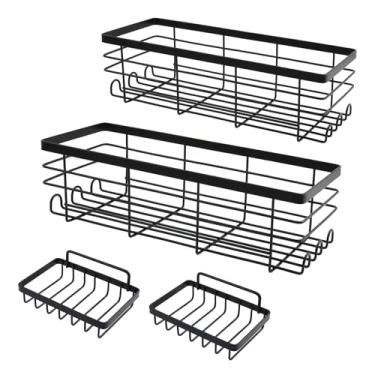 Imagem de Wealrit Prateleiras de chuveiro, organizador de armazenamento de banheiro, suporte de chuveiro pendurado sobre a porta, suporte portátil de aço inoxidável, suporte de xampu de armazenamento de tela