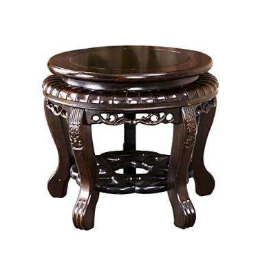 Imagem de Vaso de plantas de jardim, base de vaso de madeira, suporte de exibição de ébano, vaso de flores, estátua de Buda, base de ornamento, artesanato, vintage, suporte para plantas de jardim, suporte de