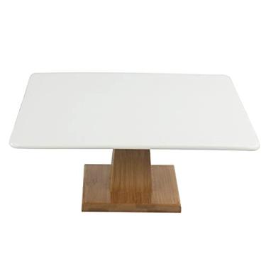 Imagem de Suporte de bolo, exibição de placa de bolo, giratório, bolo, biscoito, fruta, suporte, quadrado, prato alto de cerâmica, bandeja de frutas de madeira para chá da tarde, prato de sobremesa, festa de