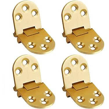 Imagem de 4 peças, dobradiça plana de liga de zinco porta de armário dobrável mesa de jantar dobrável dobradiça de mesa redonda oculta (cor: latão)