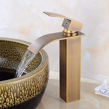 Imagem de Torneiras, torneiras de pia de banheiro cachoeira torneiras de banheiro torneiras de água fria e quente torneiras de lavatório de latão misturador de pia de banheiro guindaste montagem de deck/formiga