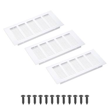 Imagem de PATIKIL Grade de ventilação retangular de 22 x 10 cm, 3 peças de cobertura de ventilação de alumínio com parafusos de montagem para guarda-roupa de porta de armário de armário, prata