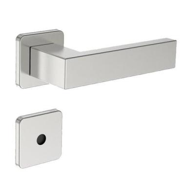 Imagem de Fechadura Bali Banheiro Roseta Quadrada Inox Escovado 55mm Soprano