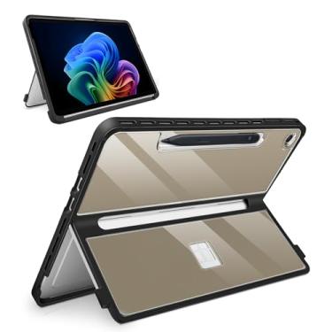 Imagem de SSS·GRGB Capa protetora para Microsoft Surface Pro 12 polegadas 2025 | Capa resistente a quedas compatível com suporte integrado e armazenamento magnético fino de caneta e teclado tipo capa | Preto