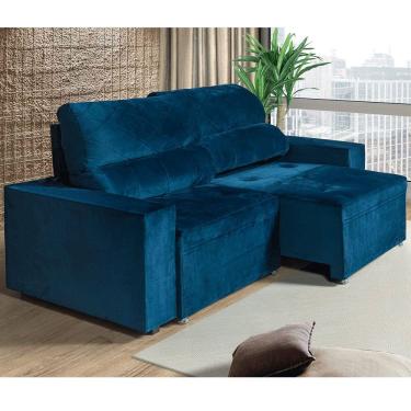 Imagem de Sofa Reclinavel 3 Lugares 2,10m Austria New Tecido Veludo Encosto 4 Posicoes Espuma D23 Certificada
