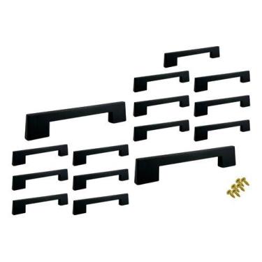 Imagem de Kit 15 Puxador 128mm Móveis Gaveta Porta Armário Roupeiro - Preto - Al