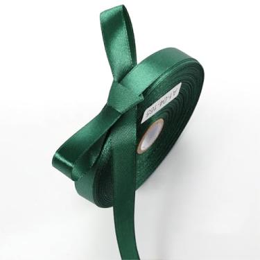 Imagem de Fita de cetim verde floresta 1,27 cm x 50 metros fitas estreitas sólidas para embrulho de presente, artesanato, álbuns, laços, decoração de casamento DIY
