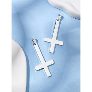 Imagem de 2 pingentes grandes de aço inoxidável 304, pingentes de cruz invertida, pingentes coloridos de aço inoxidável, decoração para colar, pulseira, brincos, faça você mesmo, fabricação de joias, 55 x 30 x