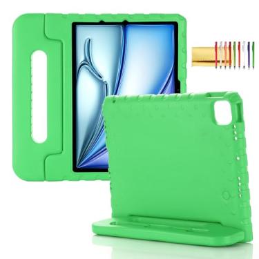 Imagem de Capa infantil para iPad Pro de 11 polegadas (M5/M4) e iPad Air de 11 polegadas (2025/2024) à prova de choque com suporte para lápis, alça de espuma vinílica acetinada leve Techcircle com suporte
