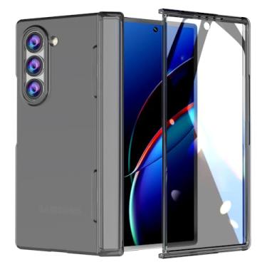Imagem de FABSPARK Capa para Samsung Galaxy Z Fold 6 com película integrada, proteção de dobradiça, transparente cristalina, antiamarela, ajuste fino, acrílico rígido para Samsung Z Fold 6, preto transparente