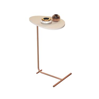 Imagem de Mesa De Apoio Sofa Organic Off White Pe Bronze - Moveis Jb