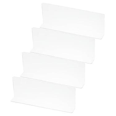 Imagem de Pacote com 4 divisórias de prateleira para organização de armários, 29 x 4 x 4 x 4 cm de acrílico para armário de cozinha e bloqueador para quarto, cozinha, escritório, transparente