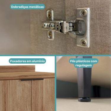 Imagem de Balcão De Cozinha Miami 800mm 2 Portas Com Tampo Carraro Freijó