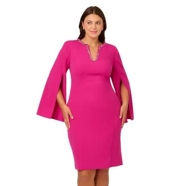 Imagem de Adrianna Papell Vestido curto feminino de malha de crepe, Rosa (Berry Rose), 58