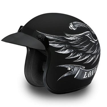 Imagem de Capacete Daytona Capacetes para motocicleta Cara Aberta Cruiser - Love It 100% aprovado pelo DOTDaytona Helmets "Leading The Way In Quality Headgear" XX-Large preto DC6-L-2XL