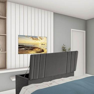 Imagem de Calçadeira Baú Recamier Estofada Cama De Casal 140cm Grécia Suede Cinza Escuro- Mabe Magazine