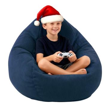 Imagem de LPMOERA Puff Cadeira de espuma viscoelástica para crianças/adolescentes com enchimento redondo para sala de estar, quarto, faculdade, dormitório, cadeira de leitura