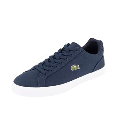 Imagem de Lacoste Tênis masculino Lerond Pro Baseline de couro, Azul-marinho/branco, 38
