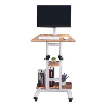 Imagem de HGTRH Mesa de suporte sentado, mesa de computador com capacidade de rolamento de roda de freio, 10 kg, rotação de 360°, suporte inclinável, ajuste de altura, 71-110 cm, mesa de laptop, mesa de rodagem