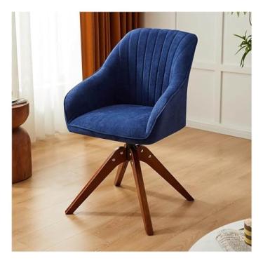 Imagem de HGTRH Cadeira de design giratória com pernas de madeira, cadeira de sala de jantar com apoio de braços encosto cadeira estofada C 1 peça