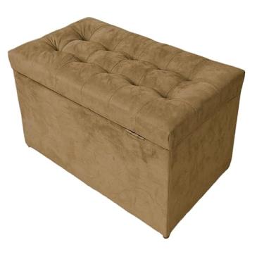 Imagem de Puff Baú Decorativo Estofado C/pistão á gás 68 cm 100% MDF(BEGE CLARO,Rodizios c/travas)