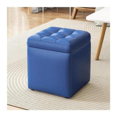 Imagem de HGTRH Banco de armazenamento acolchoado macio e apoio para os pés com tampa flip-top, enchimento de esponja, capa de linho respirável, suporte estável de 4 pontos para livros, armazenamento de