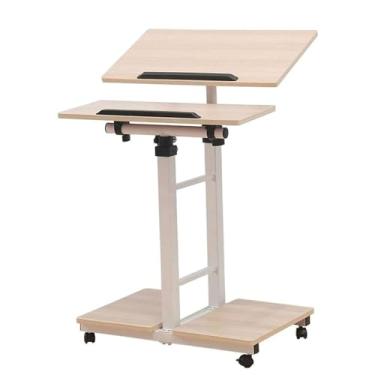 Imagem de HGTRH Mesa de suporte para sentar, mesa de rodinhas com teclado de ajuste de altura, elevador de 73 a 120 cm, mesa de 87 a 150 cm, placa de alta densidade de fibra de aço carbono, mesa de computador