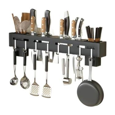 Imagem de Suporte Para Armazenamento De Facas Ganchos Talheres Utensílios De Cozinha(6 Gans Sem Porta Toalha)