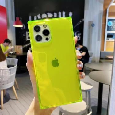 Imagem de HTVJFX Capa de celular luxuosa transparente à prova de choque com proteção de lente para iPhone 11 (para iPhone 11/amarelo)