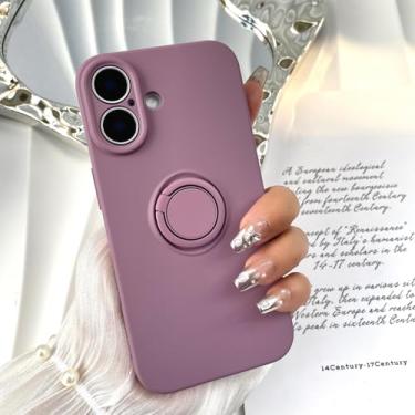 Imagem de HTVJFX Capa magnética de silicone líquido com suporte de anel para iPhone 15 Pro Max à prova de choque (para iPhone 15 Pro Max/vermelho/roxo)